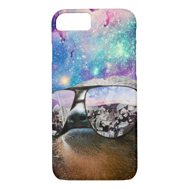 Thug Life Sloth On Galaxy Space Case-Mate iPhone Case (Back)