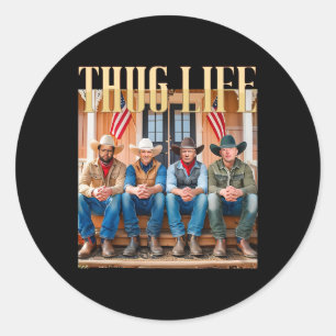Thug Life Trump Vance Kennedy Elon 1  Classic Round Sticker