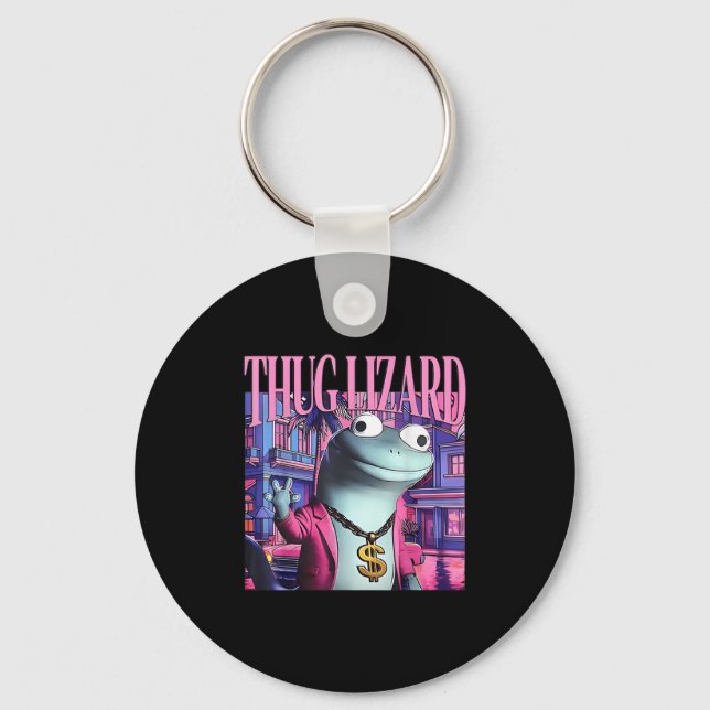Thug Lizard Funny Weirdcore Animal Lizard Lizard L Key Ring (Front)