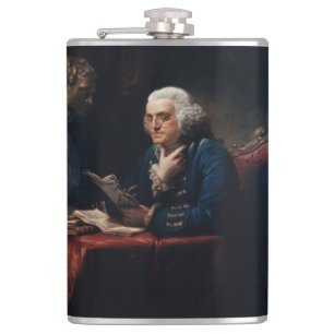 Thumb Portrait Benjamin Franklin at White House  Hip Flask