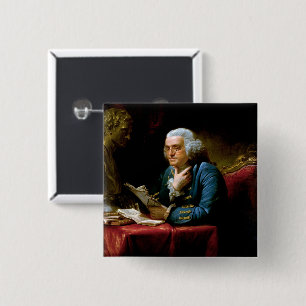 Thumb Portrait, Benjamin Franklin Founding Father 15 Cm Square Badge