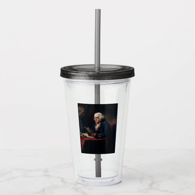Thumb Portrait, Benjamin Franklin Founding Father Acrylic Tumbler (Front)