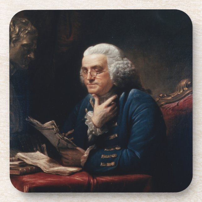 Thumb Portrait, Benjamin Franklin Founding Father Coaster (Front)