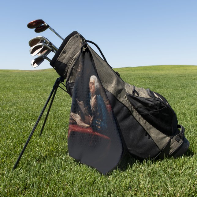 Thumb Portrait, Benjamin Franklin Founding Father Golf Towel (Green)