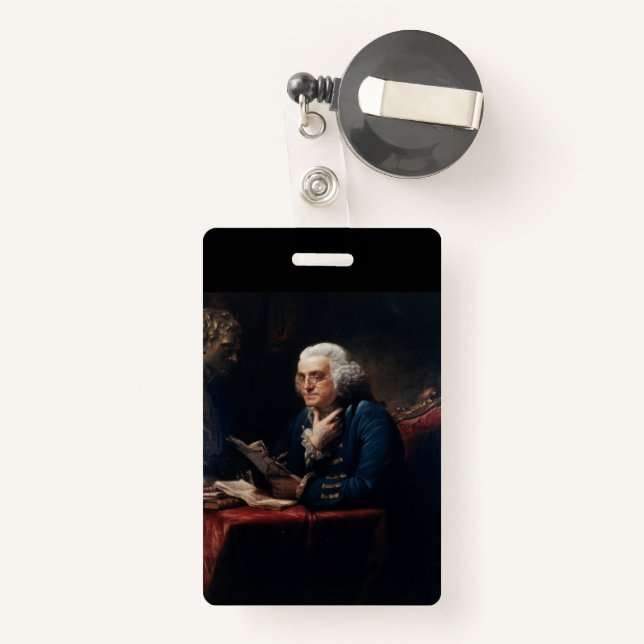 Thumb Portrait, Benjamin Franklin Founding Father ID Badge (Back with Retractable)