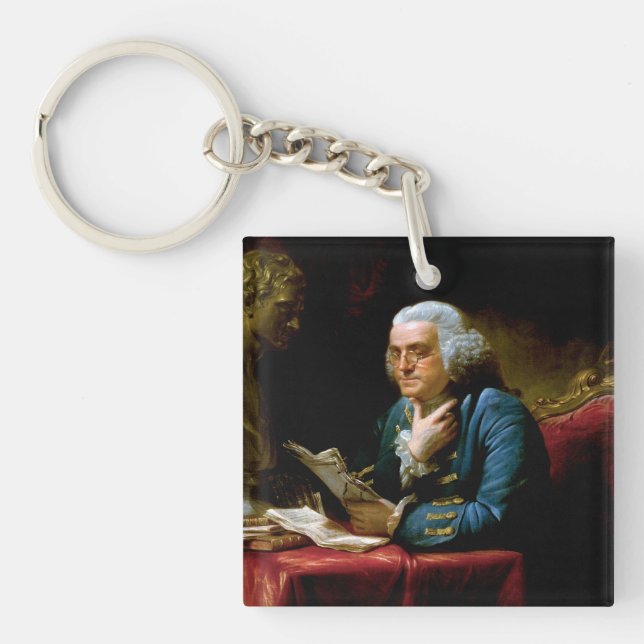 Thumb Portrait, Benjamin Franklin Founding Father Key Ring (Front)