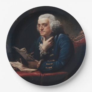 Thumb Portrait, Benjamin Franklin Founding Father Paper Plate
