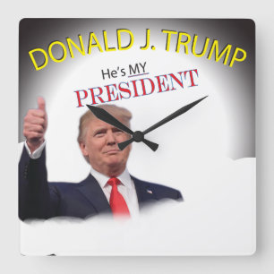 THUMB UP Trump He's MY President Square Wall Clock