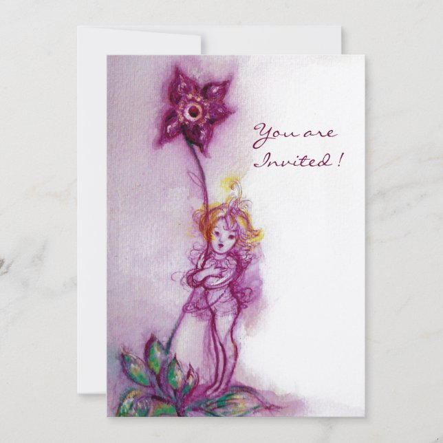THUMBELINA 2 ,pink purple white champagne metallic Invitation (Front)