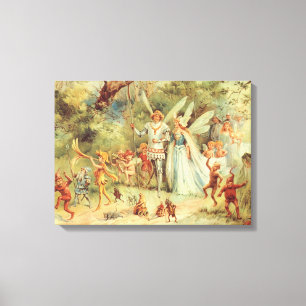 Thumbelina and Prince Wedding, Vintage Fairy Tales Canvas Print
