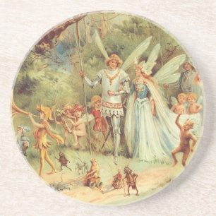 Thumbelina and Prince Wedding, Vintage Fairy Tales Coaster