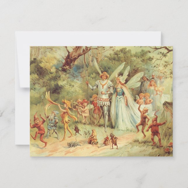 Thumbelina and Prince Wedding, Vintage Fairy Tales Invitation (Front)