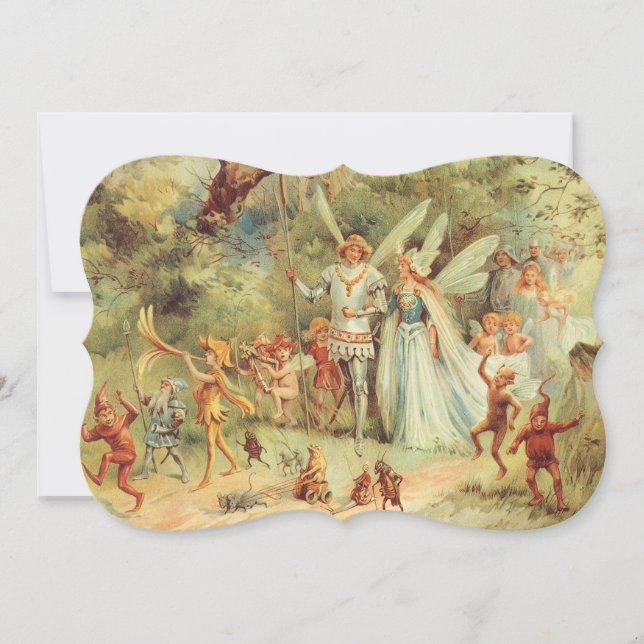 Thumbelina and Prince Wedding, Vintage Fairy Tales Invitation (Front)