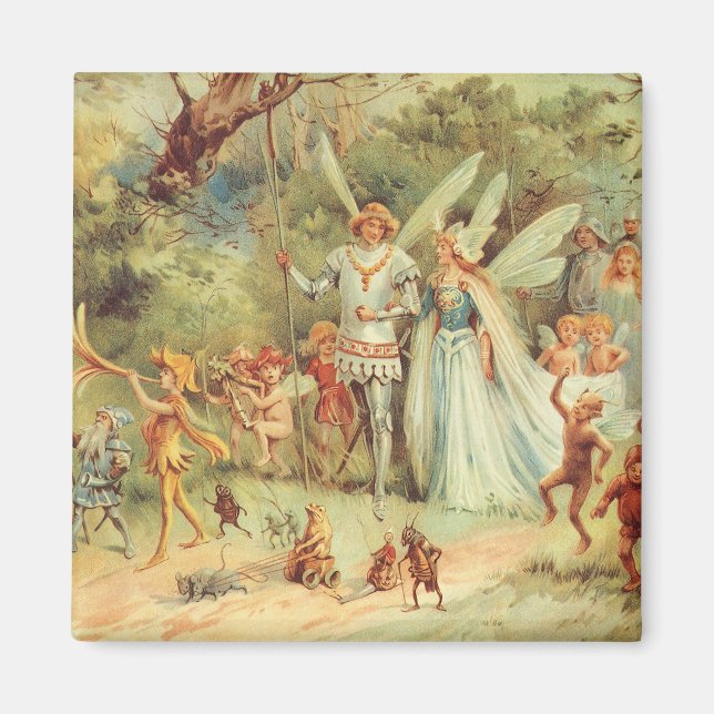 Thumbelina and Prince Wedding, Vintage Fairy Tales Magnet (Front)
