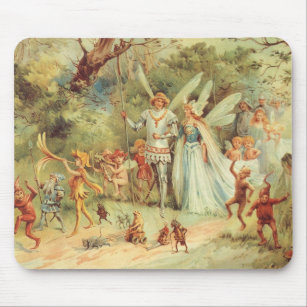 Thumbelina and Prince Wedding, Vintage Fairy Tales Mouse Mat