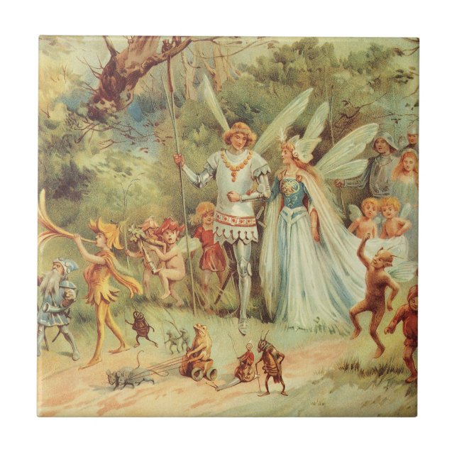 Thumbelina and Prince Wedding, Vintage Fairy Tales Tile (Front)