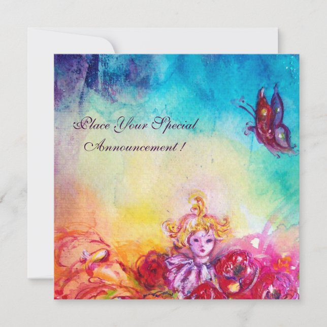 THUMBELINA,FLOWER BASKET AND BUTTERFLY ANNOUNCEMENT (Front)