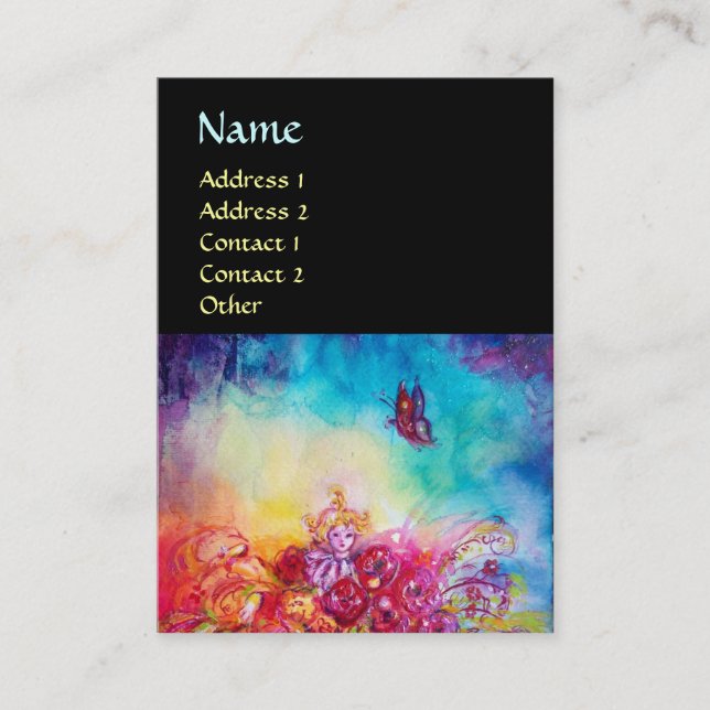 THUMBELINA,FLOWER BASKET AND BUTTERFLY BUSINESS CARD (Front)