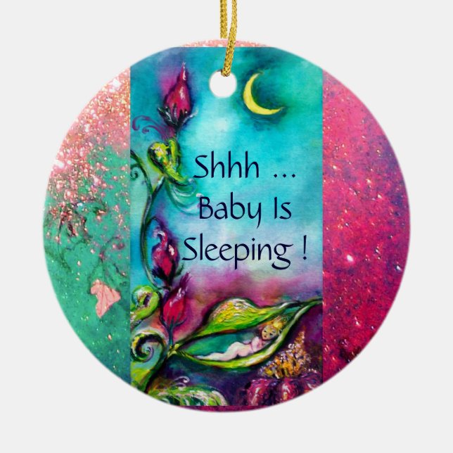 THUMBELINA ,FLOWER BASKET AND BUTTERFLY CERAMIC TREE DECORATION (Front)