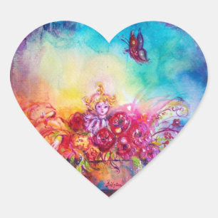 THUMBELINA ,FLOWER BASKET AND BUTTERFLY HEART STICKER