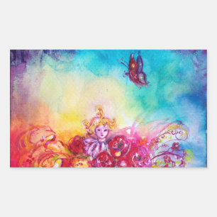 THUMBELINA ,FLOWER BASKET AND BUTTERFLY RECTANGULAR STICKER