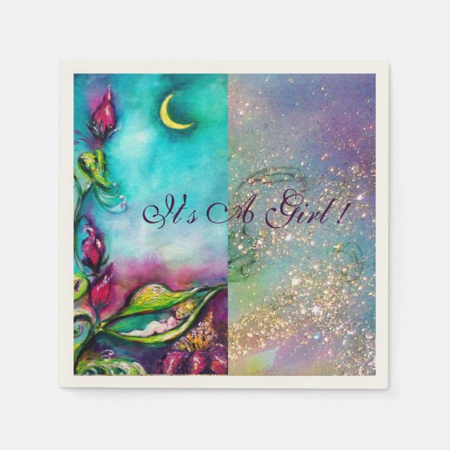 THUMBELINA "IT'S A GIRL" BABY SHOWER MONOGRAM NAPKIN (Front)