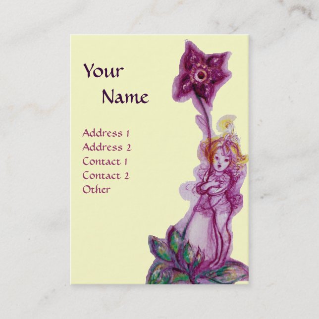 THUMBELINA MONOGRAM Purple Violet Flower Fairy Business Card (Front)