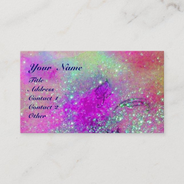 THUMBELINA SLEEPING BETWEEN ROSE LEAVES BUSINESS CARD (Front)