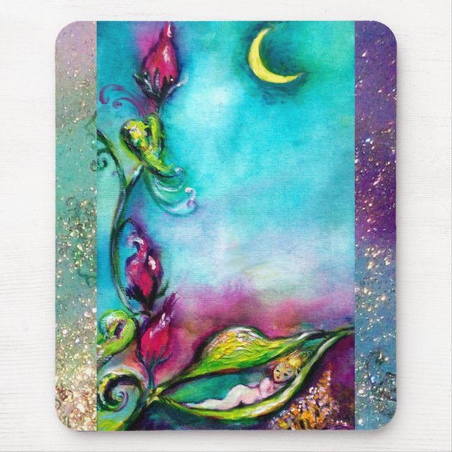 THUMBELINA SLEEPING BETWEEN ROSE LEAVES MOUSE MAT (Front)