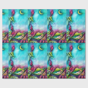 THUMBELINA SLEEPING BETWEEN ROSE LEAVES WRAPPING PAPER