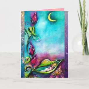 THUMBELINA SLEEPING IN THE MOONLIGHT /ROSE BASKET CARD