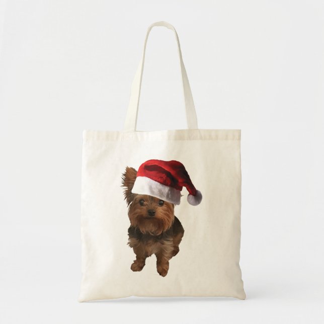 thumbnail_Santa Hat Yorkie Tote Bag (Front)