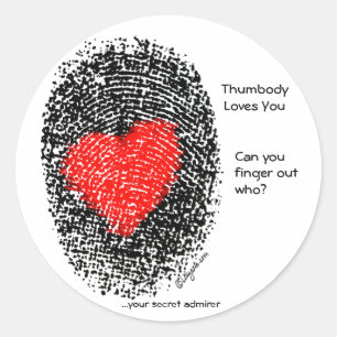 Thumbody Loves You Heart Fingerprint Sticker