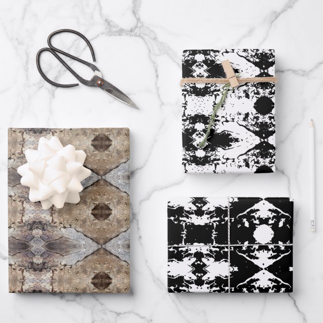 Thumbprint Cookie Tree Bark Multi Patterned Wrapping Paper Sheet (Front)