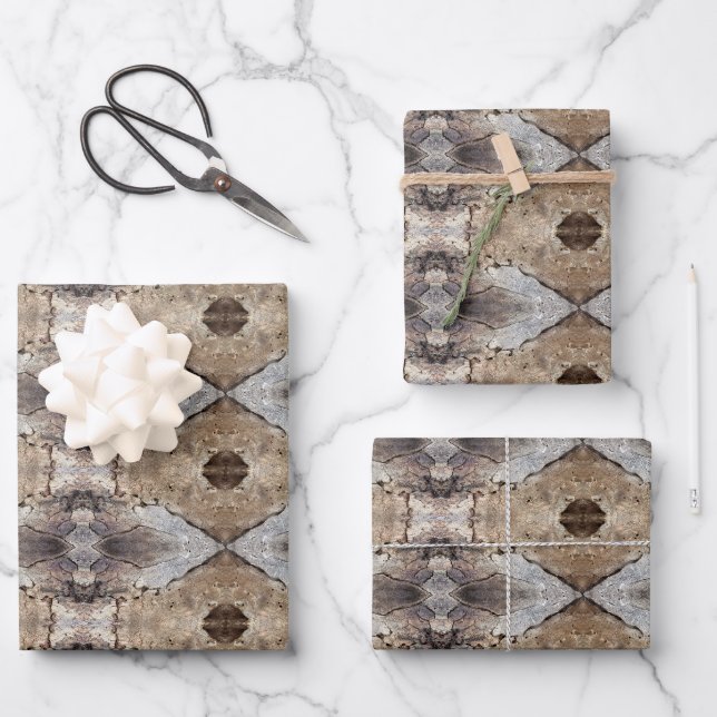 Thumbprint Cookie Tree Bark Patterned Wrapping Paper Sheet (Front)