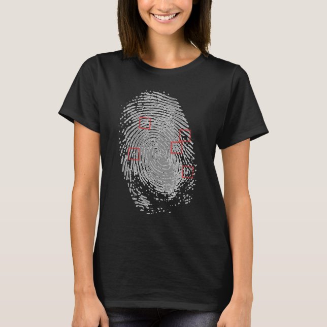 Thumbprint Fingerprint Detective Police Work T-Shirt (Front)