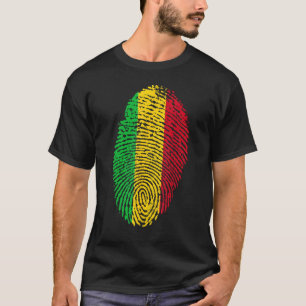Thumbprint Fingerprint Mali Flag West Africa T-Shirt