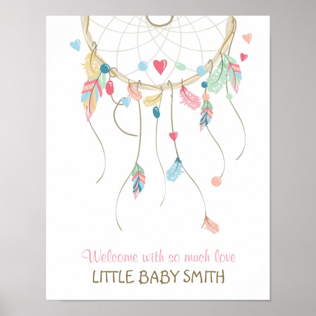 Thumbprint guestbook Dreamcatcher Fingerprint Baby (Front)