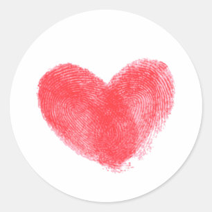 THUMBPRINT HEART CLASSIC ROUND STICKER