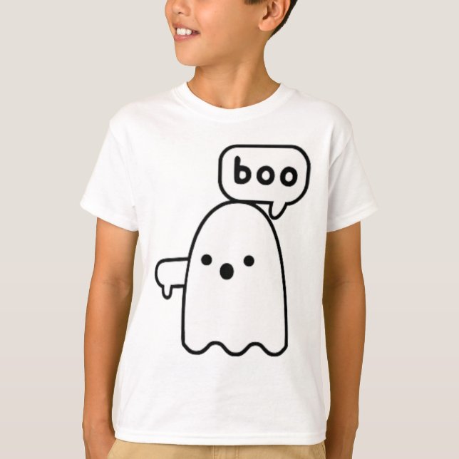 Thumbs Down Ghost Screaming Boo Disapproval Ghost  T-Shirt (Front)