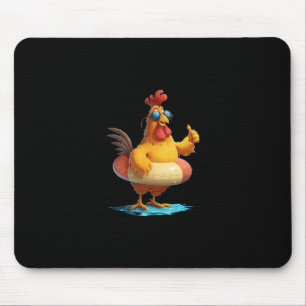 Thumbs Up Chicken In Holiday Pool Ring Costume  Mouse Mat