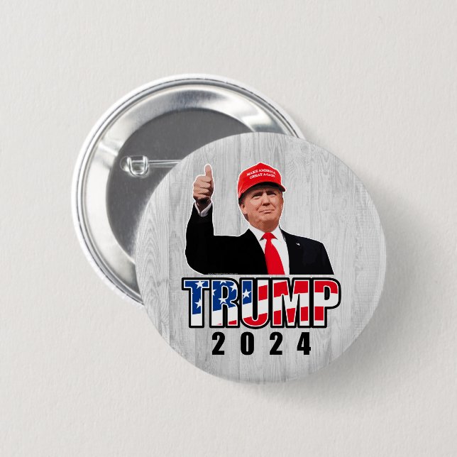 Thumbs Up Donald Trump 2024 6 Cm Round Badge (Front & Back)