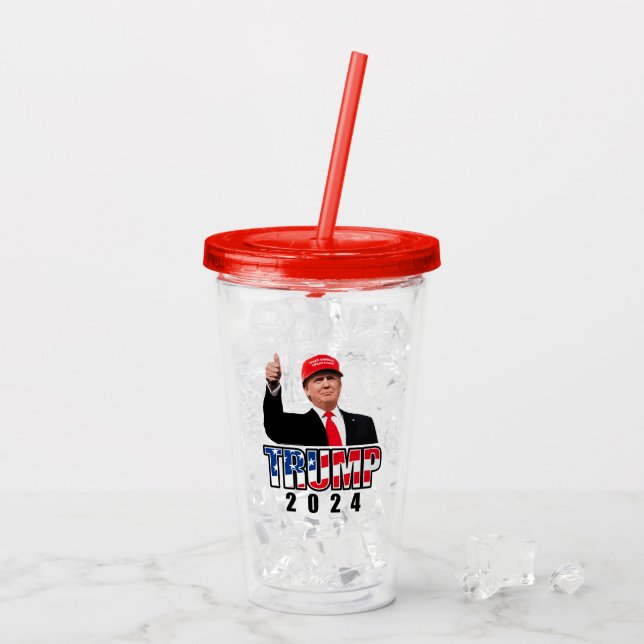 Thumbs Up Donald Trump 2024 Acrylic Tumbler (Back Ice)