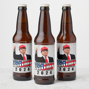 Thumbs Up Donald Trump 2024 Beer Bottle Label