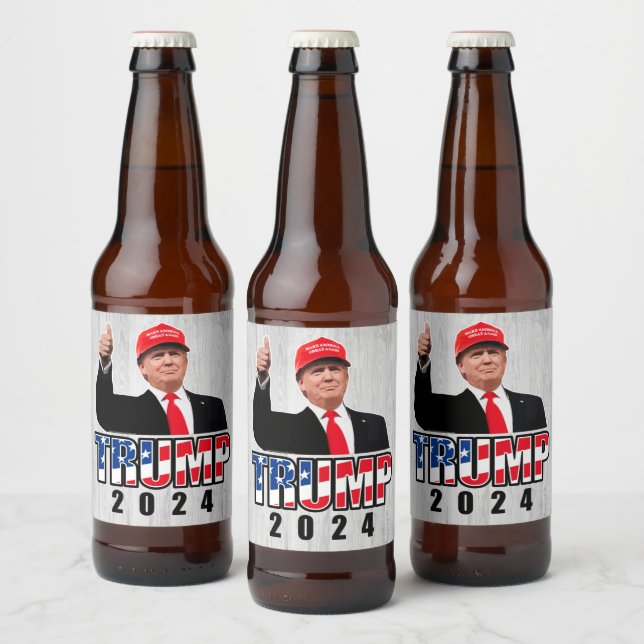 Thumbs Up Donald Trump 2024 Beer Bottle Label (Bottles)