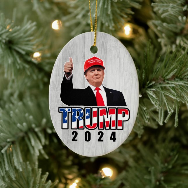 Thumbs Up Donald Trump 2024 Ceramic Tree Decoration (Tree)