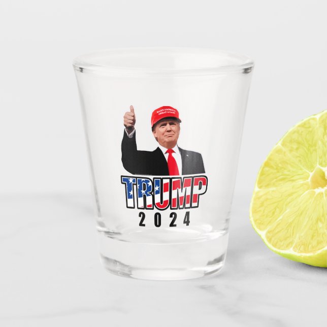 Thumbs Up Donald Trump 2024 Shot Glass (Front)