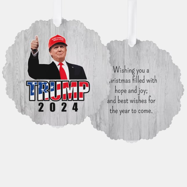 Thumbs Up Donald Trump 2024 Tree Decoration Card (Front/Back)