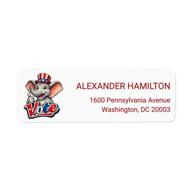  Thumbs Up Elephant Vote Return Address (Front)