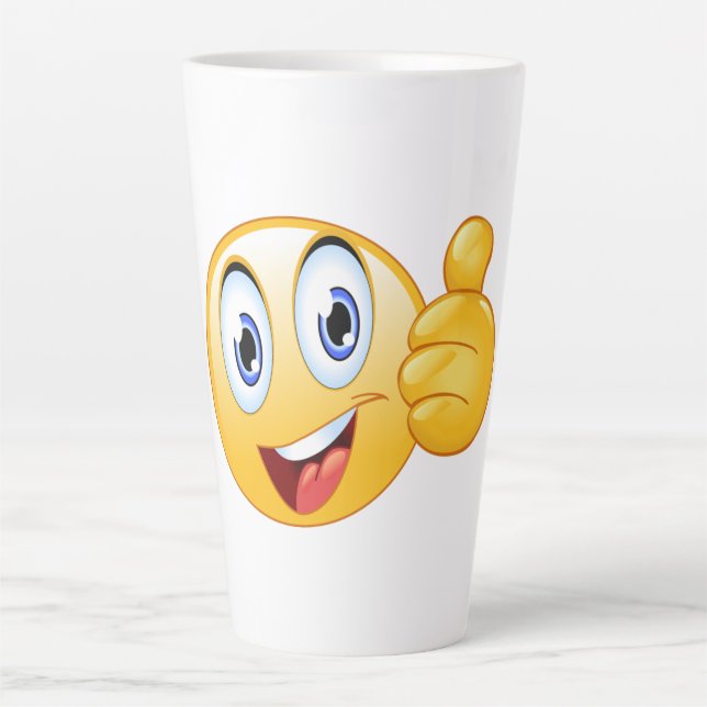 Thumbs Up Emoji Well Done Happy Smiling Face Latte Mug (Front)
